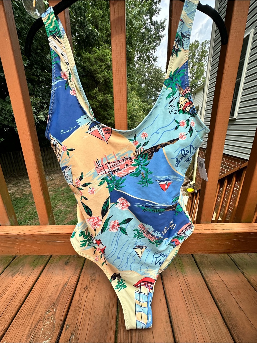 Old Navy Multi-Color Coastal Print One-Piece Swimsuit